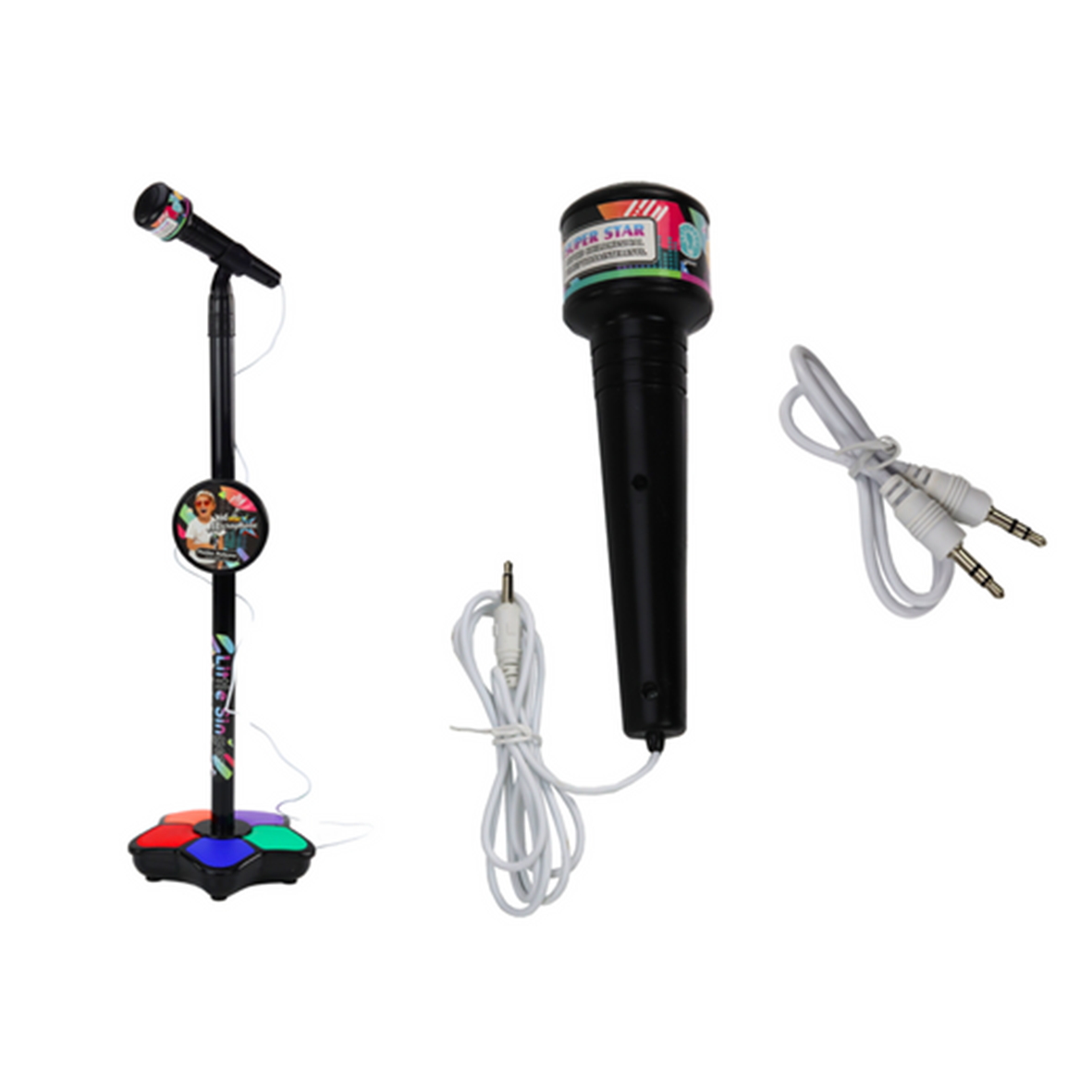 KidStar Light Up Microphone & Mic Stand Peerless Performer- Black