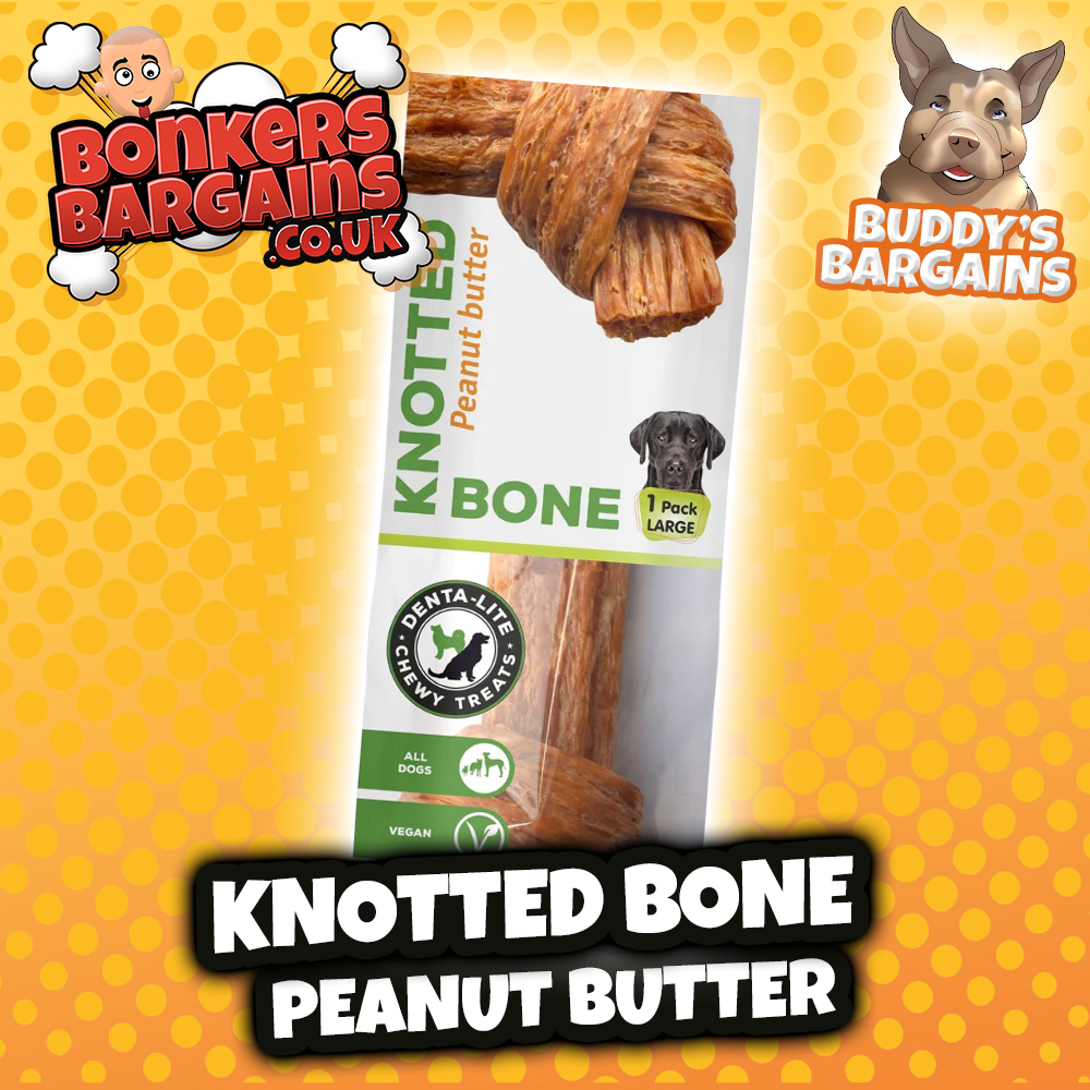 Pet Dog Treats Knotted Bone Peanut Butter Large 1pc 75646 (Parcel Rate)