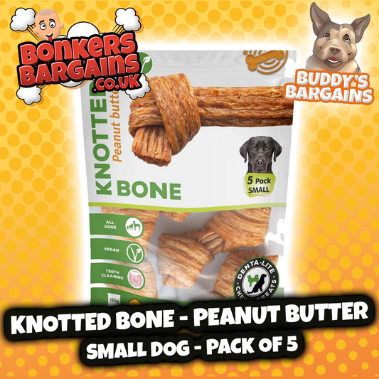 Pet Dog Treats Knotted Bone Peanut Butter Small Dogs 5pcs 75660 (Parcel Rate)