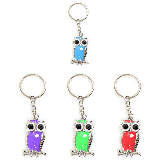 Metal Owl Keychains Keyring 4.5 cm Assorted Colours 2522