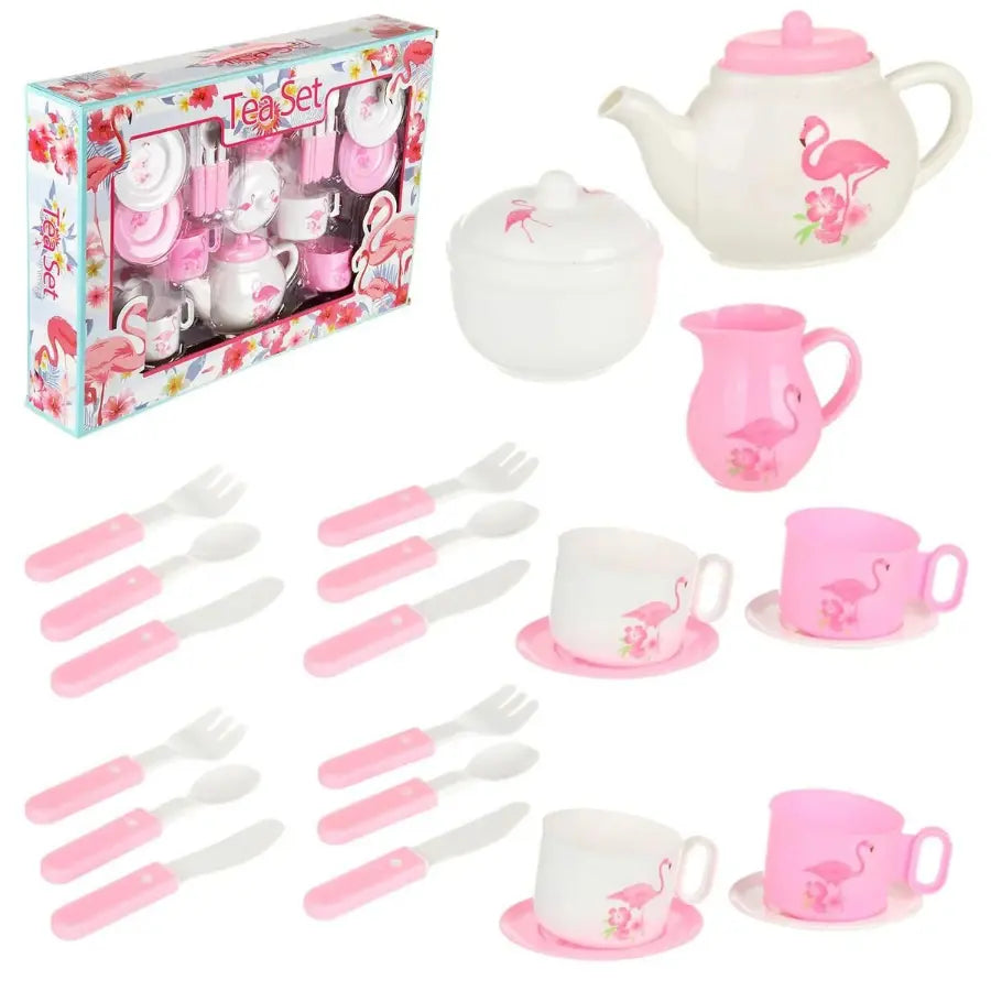 Pretend Play Tea Set Pink Flamingo