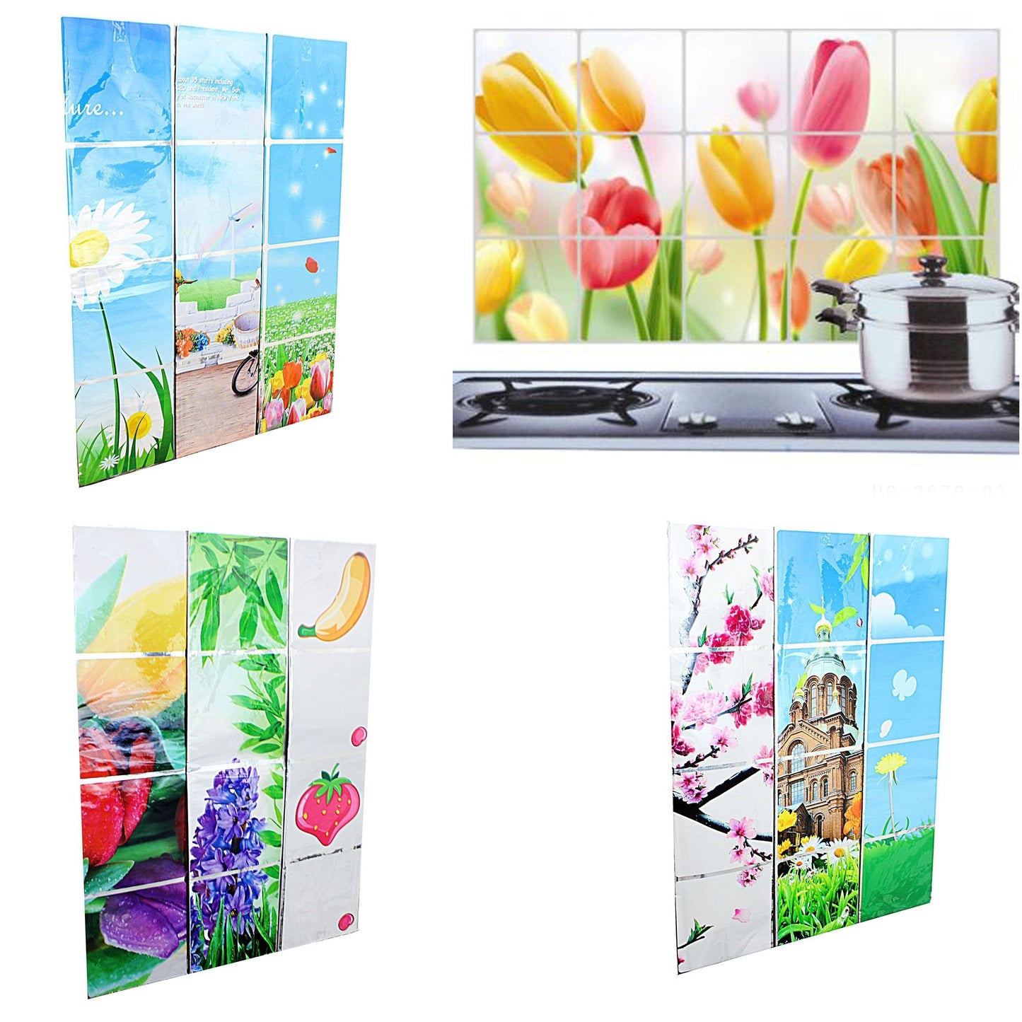 Kitchen Tile Cover Stickers 900 x 600 mm Assorted Designs 0348