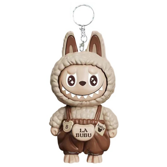 Labubu Face Changing Spinning Fidget Sensory Keychain Keyring Pendant Toy - Brown