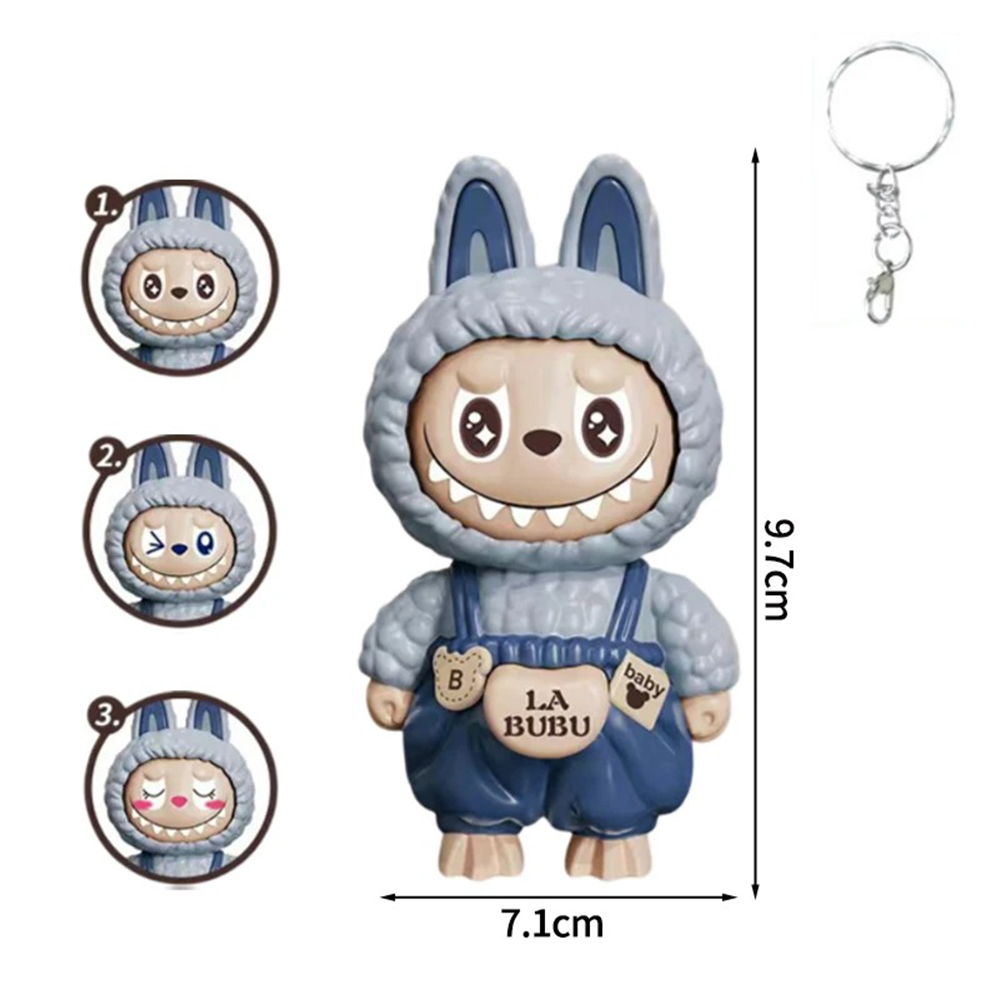 Labubu Face Changing Spinning Fidget Sensory Keychain Keyring Pendant Toy - Blue