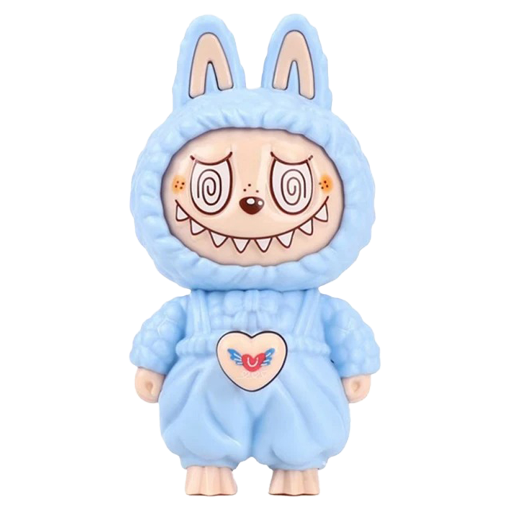 Labubu Face Changing Spinning Fidget Sensory Keychain Keyring Pendant Toy - Baby Blue