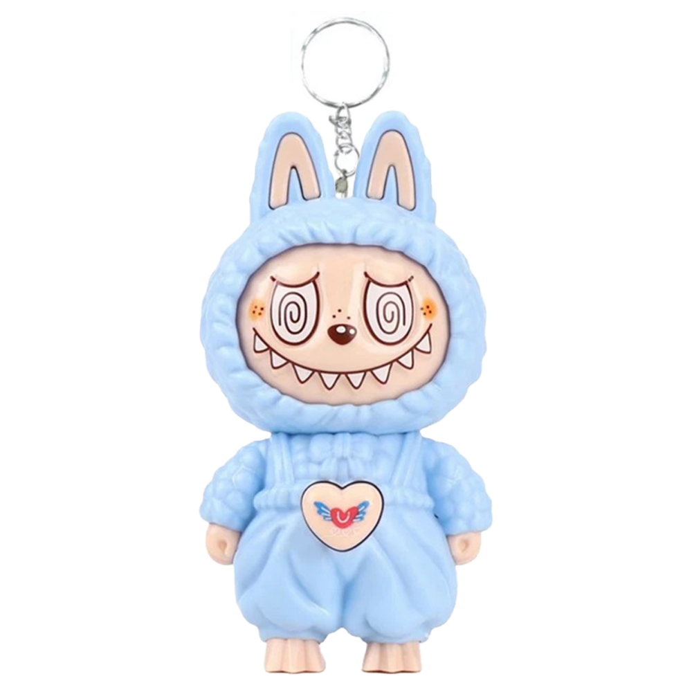 Labubu Face Changing Spinning Fidget Sensory Keychain Keyring Pendant Toy - Baby Blue