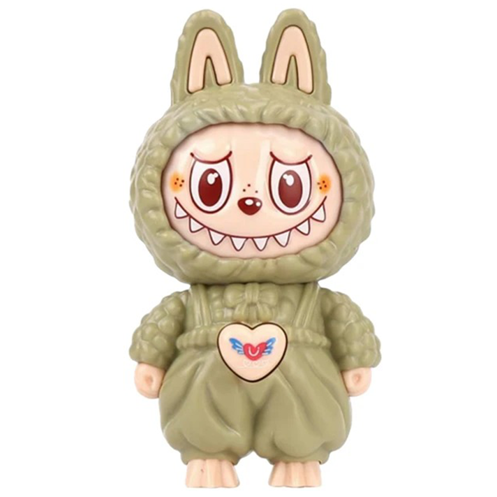 Labubu Face Changing Spinning Fidget Sensory Keychain Keyring Pendant Toy - Olive