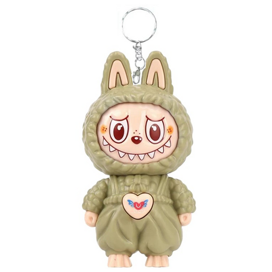 Labubu Face Changing Spinning Fidget Sensory Keychain Keyring Pendant Toy - Olive