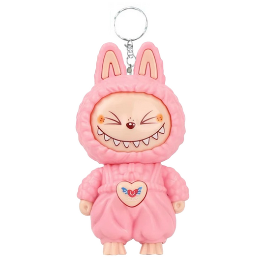 Labubu Face Changing Spinning Fidget Sensory Keychain Keyring Pendant Toy - Pink