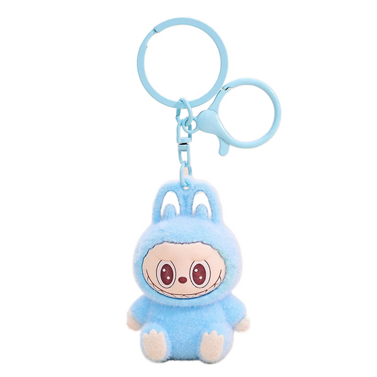 Labubu Style Fluffy 3D Keychain Keyring Pendant - Blue
