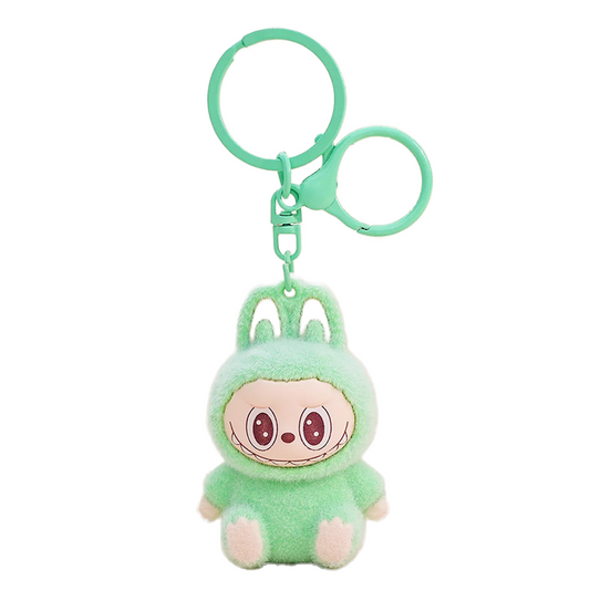 Labubu Style Fluffy 3D Keychain Keyring Pendant - Green