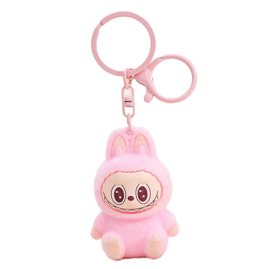Labubu Style Fluffy 3D Keychain Keyring Pendant - Pink