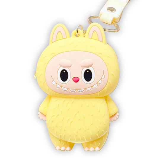 Labubu Purse Pouch Bag Keychain Keyring Coin Pouch 3D Soft Touch Silicone Pendant - Yellow