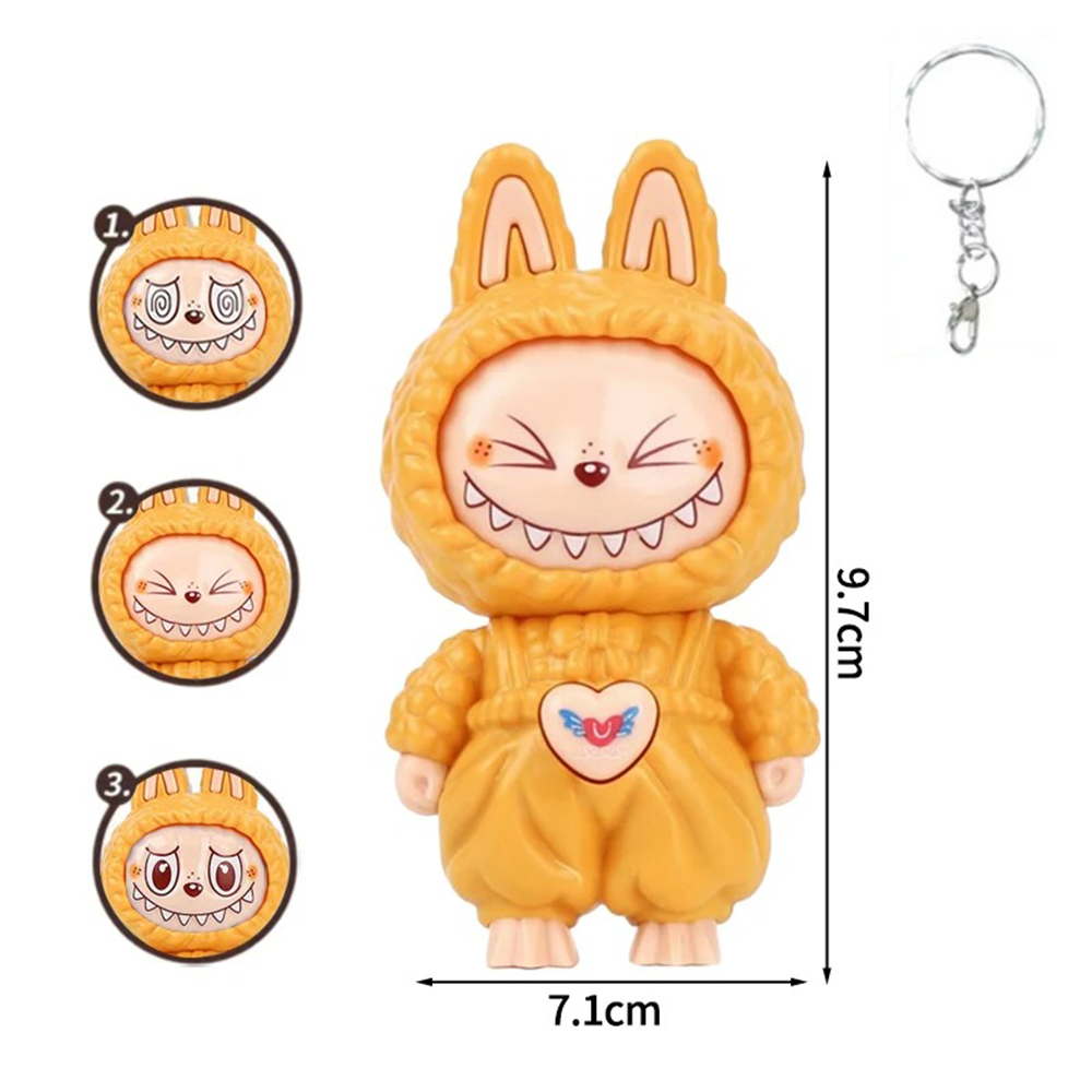 Labubu Face Changing Spinning Fidget Sensory Keychain Keyring Pendant Toy - Yellow