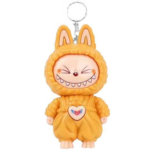 Labubu Face Changing Spinning Fidget Sensory Keychain Keyring Pendant Toy - Yellow