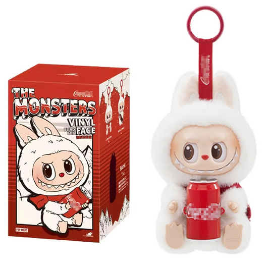 Labubu THE MONSTERS Coca-Cola Series Style Keyring Keychain Stuffed Vinyl Face Plush Toy Doll 17cm VIRAL - White with Can