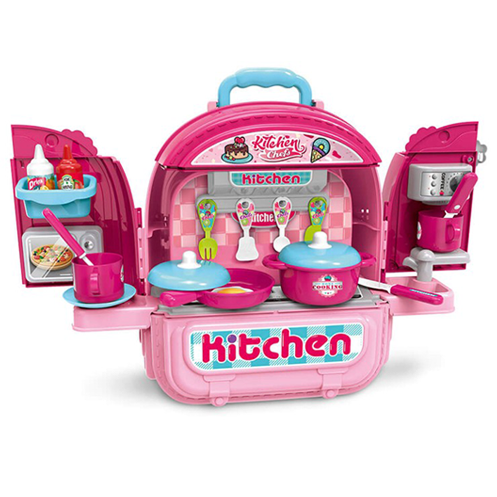 3 in 1 Kitchen Chef PlaySet & Backpack - Pink