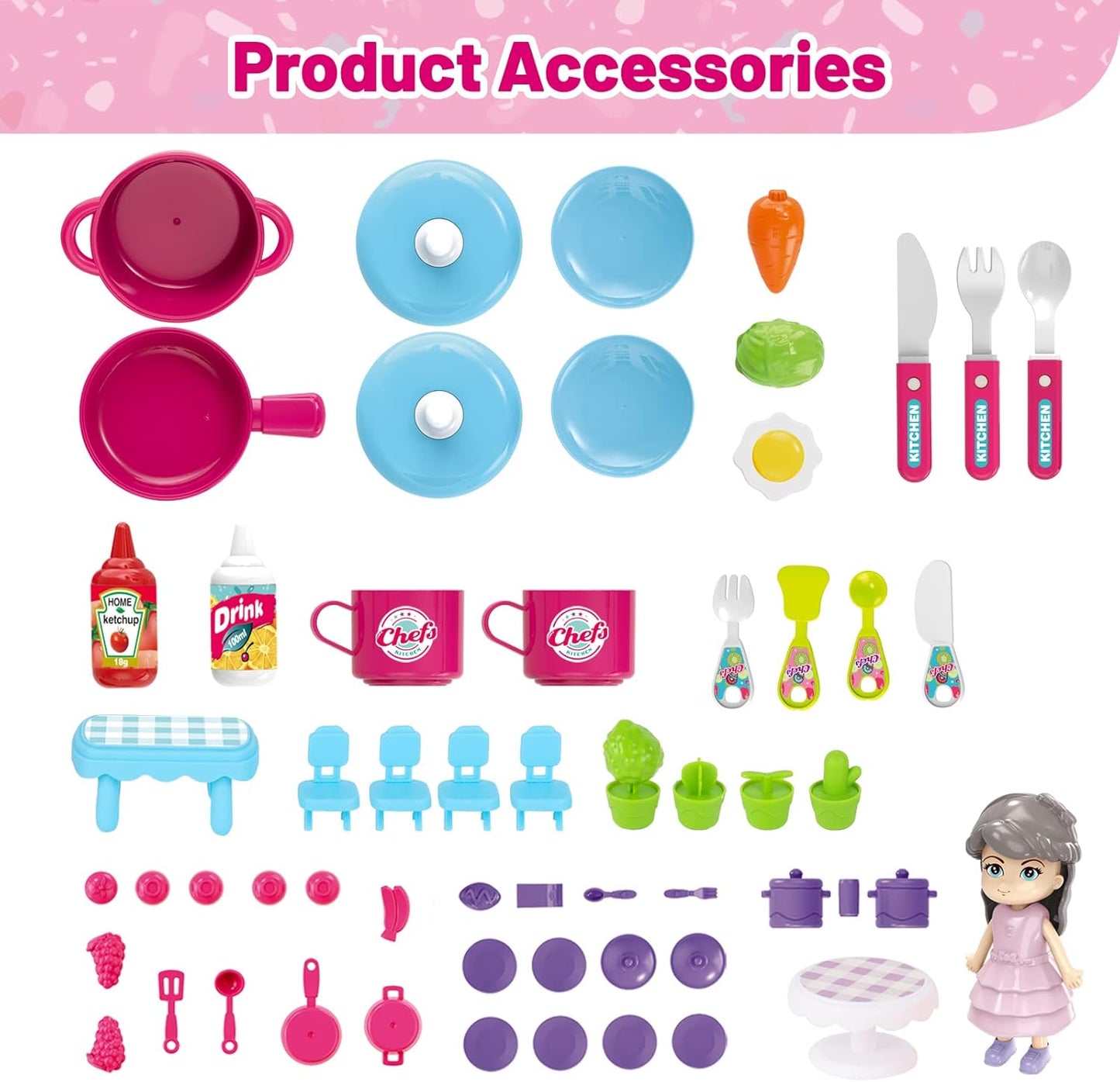 3 in 1 Kitchen Chef PlaySet & Backpack - Pink