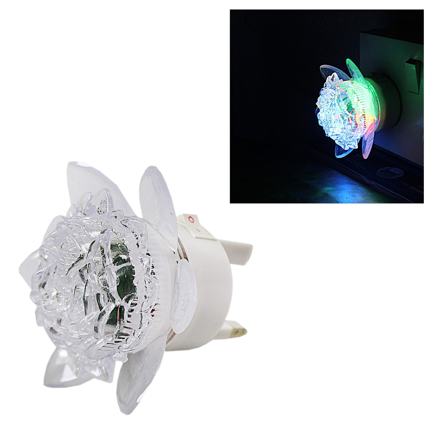 LED Plug In Floral Light Up Night Light 3 Beautiful Colours 2585