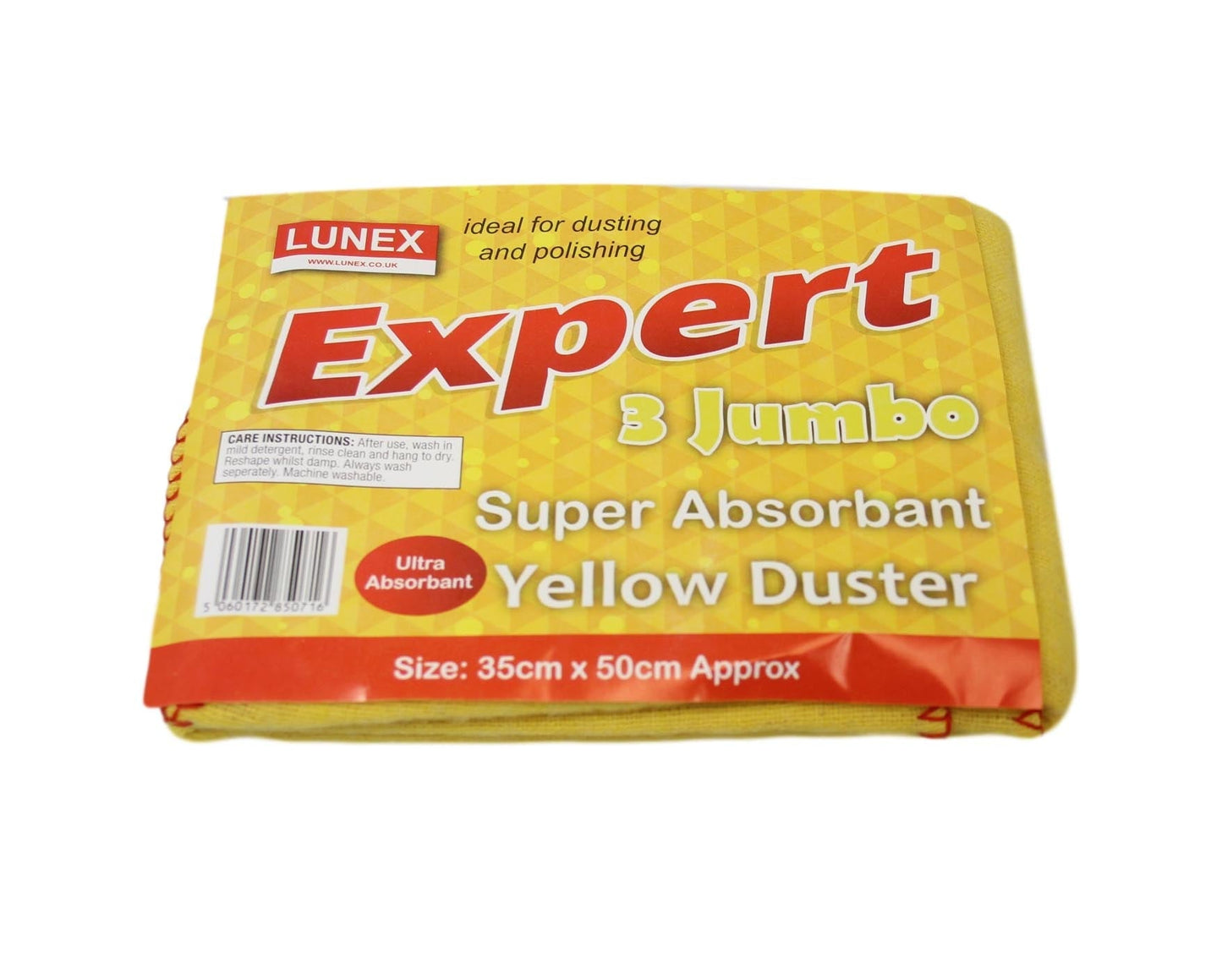 3 Pack Jumbo EXPERT Super Absorbent Dusting and Polishing Yellow Duster 35 x 50cm LL5071