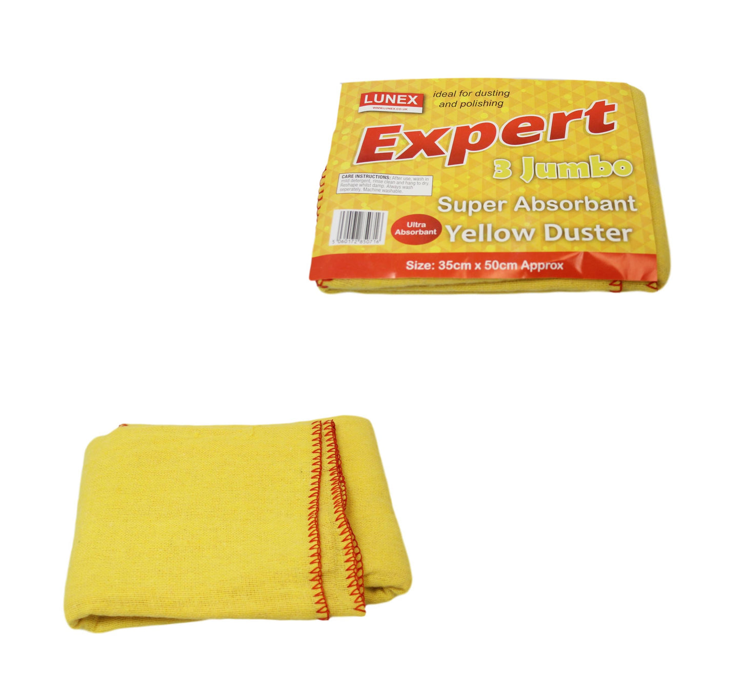 3 Pack Jumbo EXPERT Super Absorbent Dusting and Polishing Yellow Duster 35 x 50cm LL5071