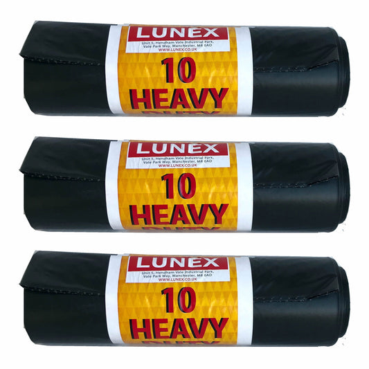 Black Heavy Duty Refuse Sacks Bin Bags Roll Of 10