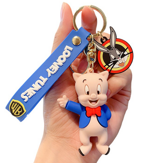 Looney Tunes 3D Silicone Keychain Keyring Pendant - Porky Pig