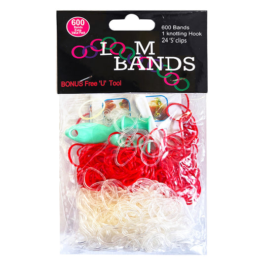 Red And White Two Tone 600 Loom Bands Pack