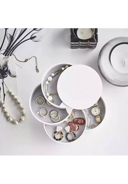 Monar Round 4 Tier Jewellery Accessory Organiser Plastic White MA110