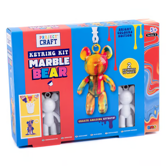 Marble Bear Paint Pouring Keyring Kit Twin Pack - Bright Colours Edition