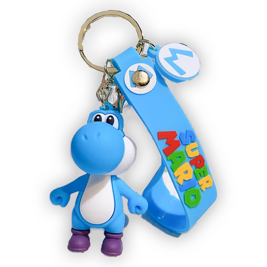 Blue Yoshi 3D Silicone Keychain Keyring Pendant