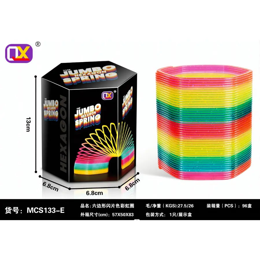 Jumbo Hexagon Rainbow Spring Toy