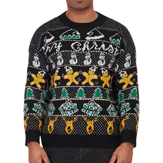 Unisex Adults Christmas Jumper - Black Gingerbread