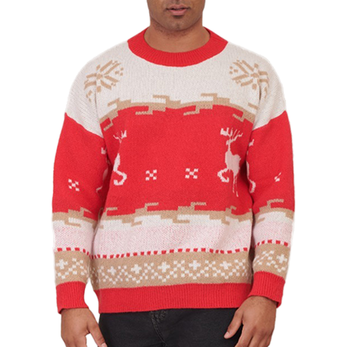 Unisex Adults Christmas Jumper - Red, White & Gold