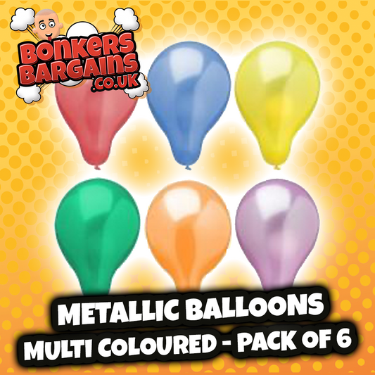 Metallic Style Balloons 6 Piece Birthday Party Multi Color Balloons 25cm (Large Letter Rate)