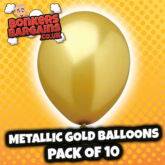 Papstar Metallic Gold Birthday Party Balloons 10 Piece Party Pack 25cm 18968 (Parcel Rate)