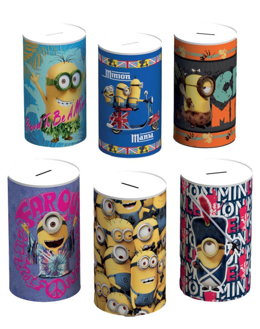 6 Assorted Styles Minions Money Tin 145mm x 110mm MIN001