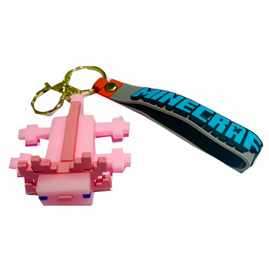 Minecraft 3D Silicone Keychain Keyring Pendant - Axolotl