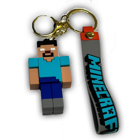 Minecraft 3D Silicone Keychain Keyring Pendant - Steve 1