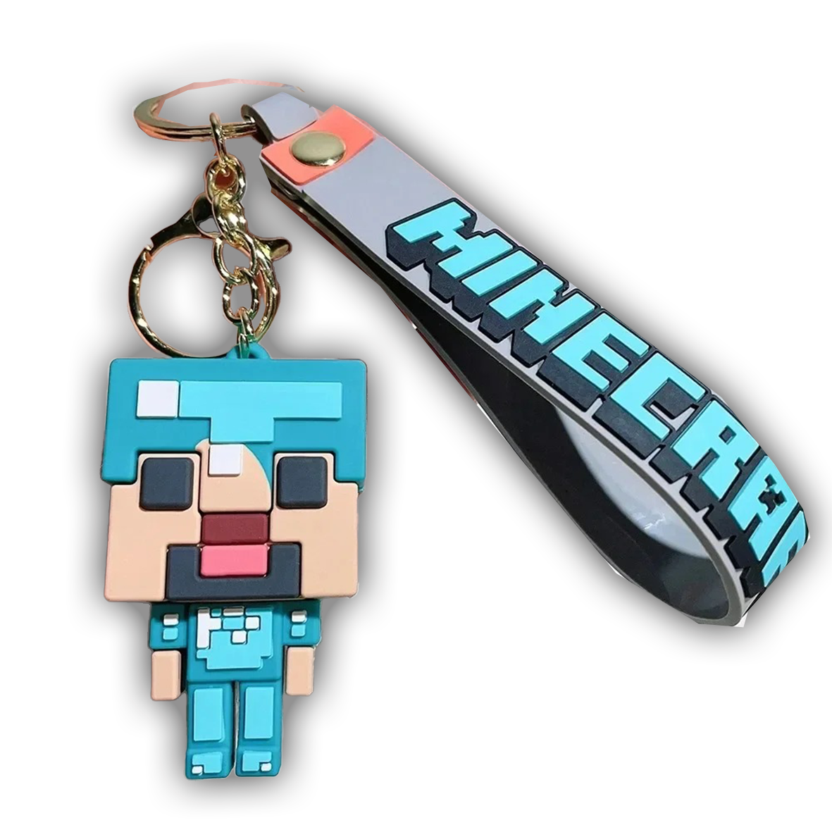 Minecraft 3D Silicone Keychain Keyring Pendant - Diamond Armour