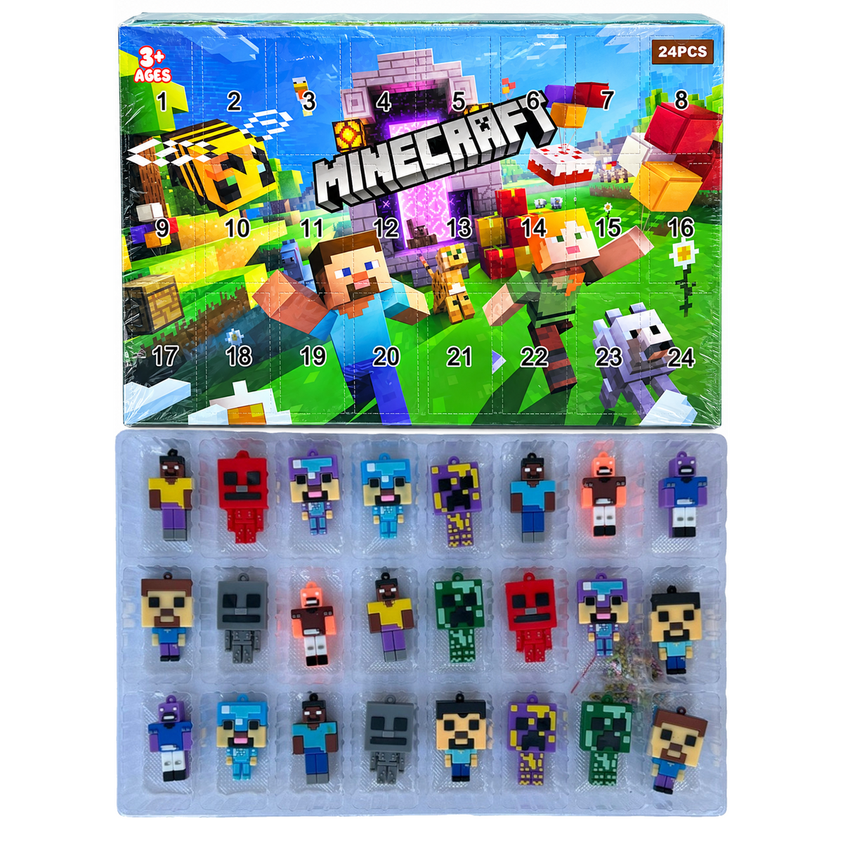 Minecraft Advent Calendar Reward Box includes 24 Toy 3D Character Figures