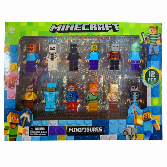 Minecraft Style Mini Figures Building Blocks Accessories 12 Pack