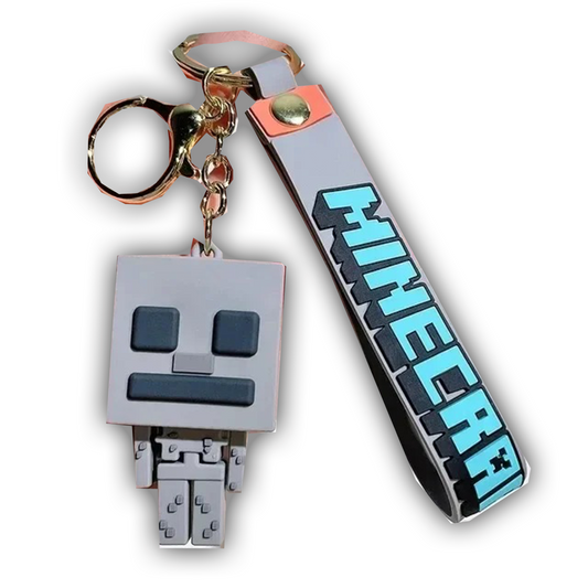 Minecraft 3D Silicone Keychain Keyring Pendant - Skeleton