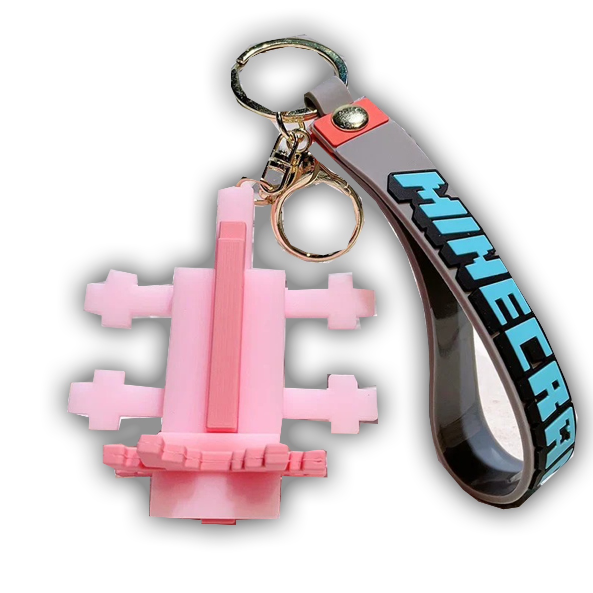 Minecraft 3D Silicone Keychain Keyring Pendant - Axolotl