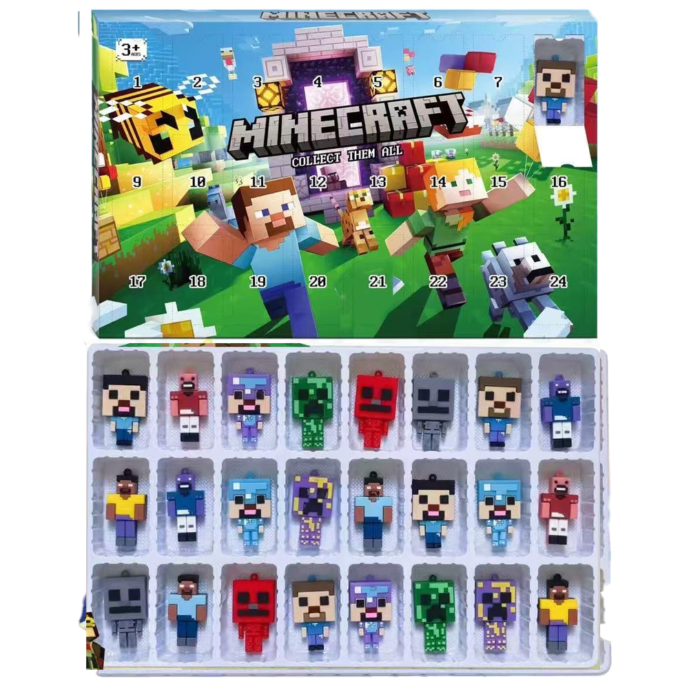 Minecraft Advent Calendar Reward Box includes 24 Toy 3D Character Figures