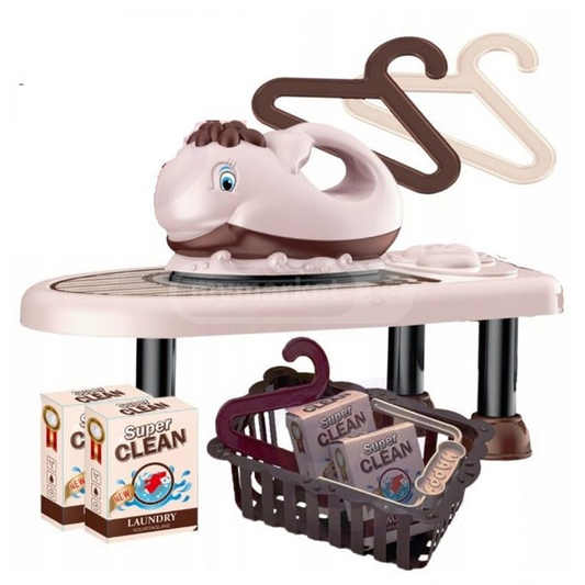 Mini Iron & Ironing Board Set Kids Home Appliances Simulation Toys Pretend Play with Sound & Lights