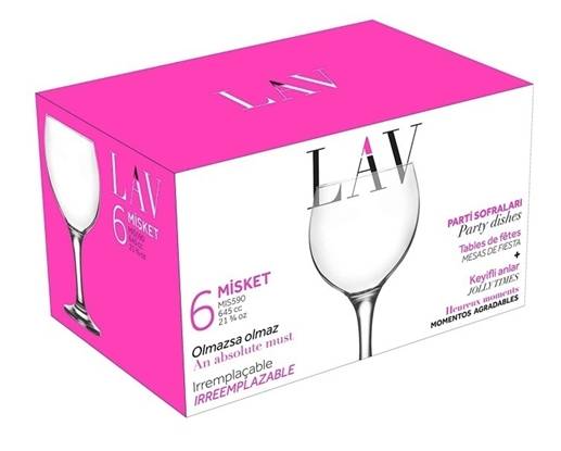 Boxed Set Of 6 Misket Red Wine Glasses 645Cc