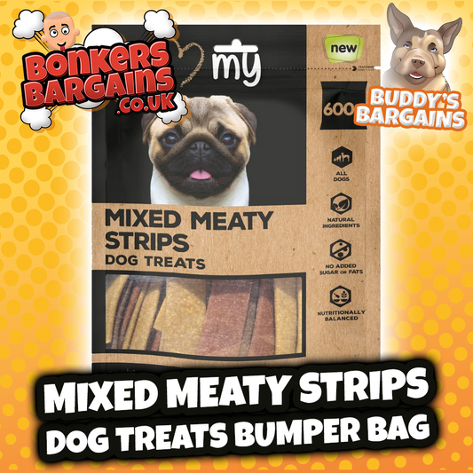 Pet Dog Treats Mixed Meaty Strips 600g Bumper Bag 74229 (Parcel Rate)