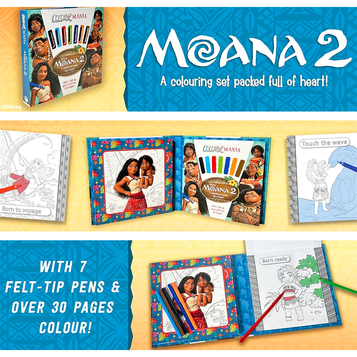 Moana 2 Colourmania Colouring Book and Felt Tips Set