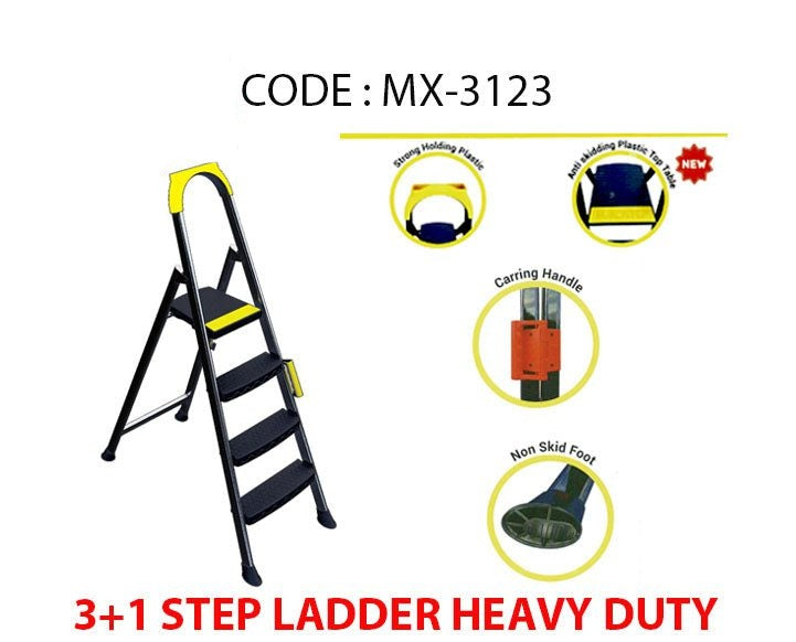 Step Ladder Heavy Duty 3+1 Diy Home Assorted Colours